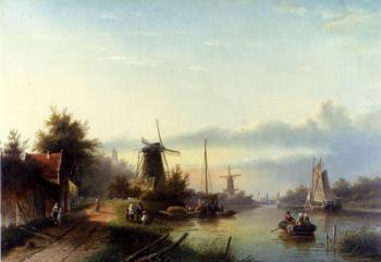 敭 雅各佈 柯恩拉德 施普勒 Boats On A Dutch Canal 敭 雅各佈 柯恩拉德 施普勒 Boats On A Dutch Canal
